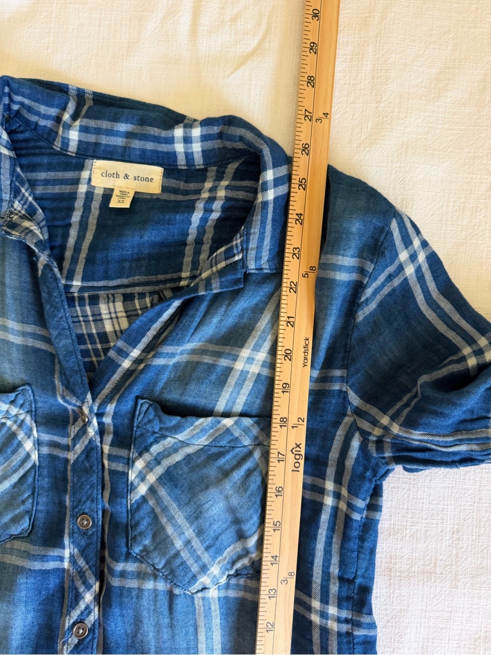 Cloth&Stone Women's Brechen  Blue Plaid Button-Up Shirt - Picture 10 of 10